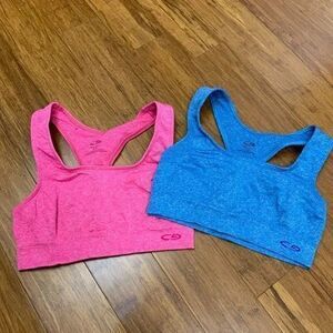 Champion‎ Womens Small Sports Bras Pink Blue Racerback Athletic Workout Gym Set